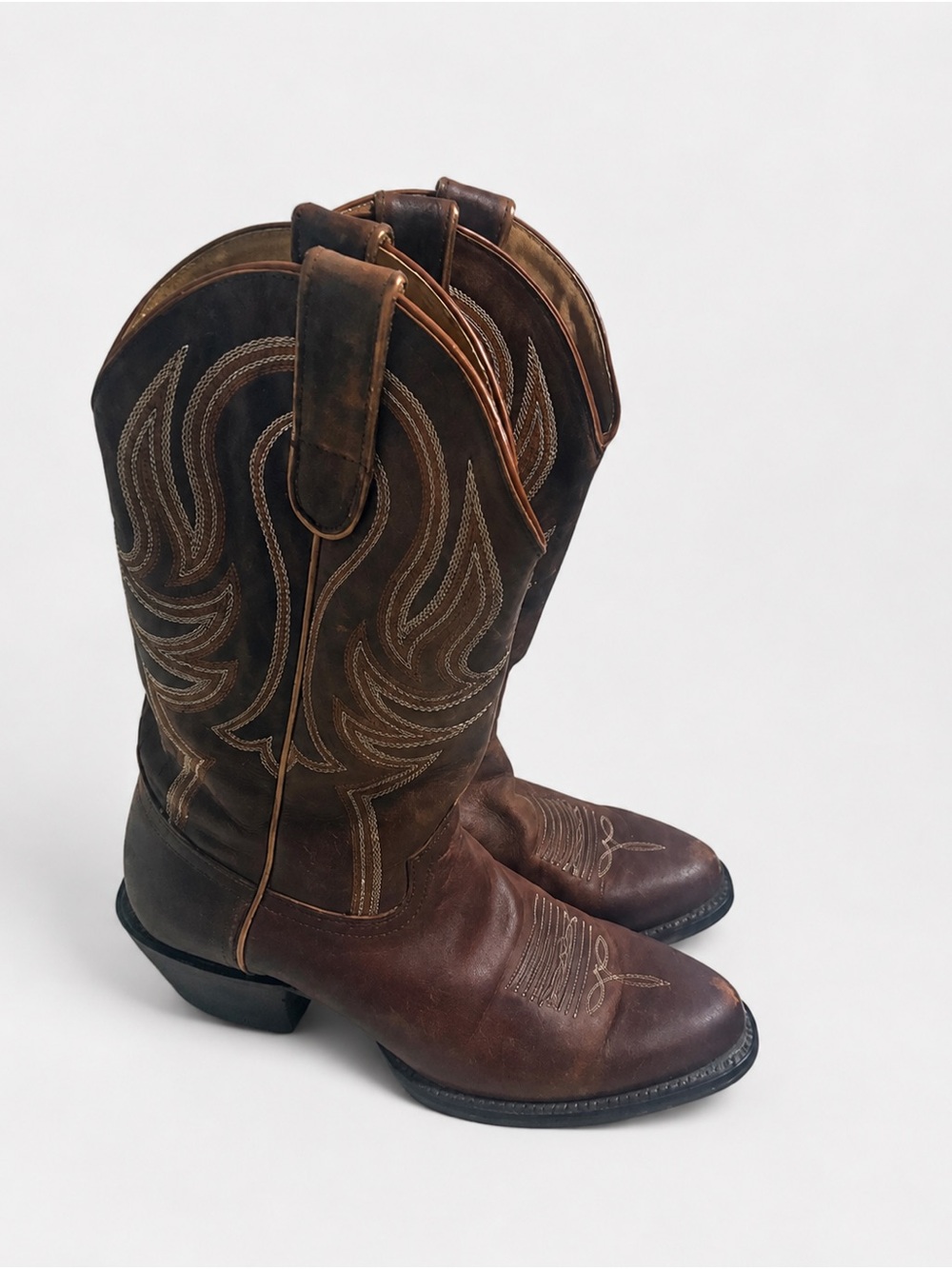 Shyanne Brown Western Cowboy Boots with Tan Stitching